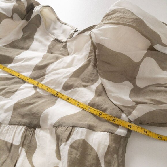 Moon River Puff Sleeve Tiered Mini Dress Beige & White Abstract Pattern M - Picture 6 of 8